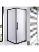 Stuxi Torino Black 80x80 szögletes nyílóajtós zuhanykabin 6 mm vízlepergető biztonsági üveggel, fekete elemekkel, 200 cm magas