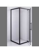 Stuxi Torino Black 80x80 szögletes nyílóajtós zuhanykabin 6 mm vízlepergető biztonsági üveggel, fekete elemekkel, 200 cm magas