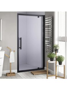   Stuxi Torino Black 80 cm széles nyílóajtós zuhanyajtó 6 mm vastag vízlepergető biztonsági üveggel, fekete elemekkel, 200 cm magas