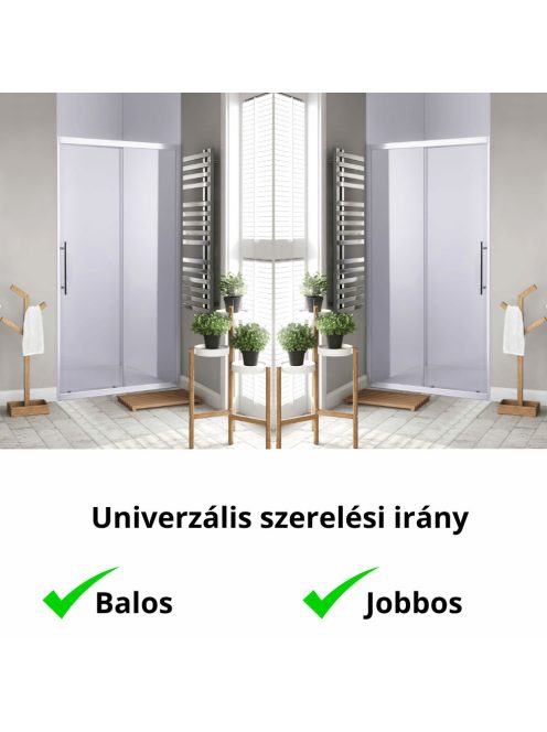 Stuxi Nizza 100/110/120/130/140 cm széles toló zuhanyajtó 6 mm vastag vízlepergető biztonsági üveggel, króm elemekkel, 200 cm magas