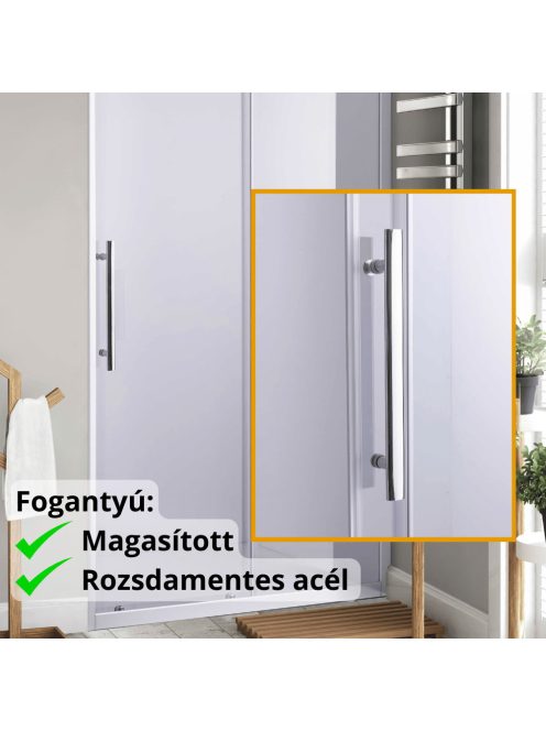 Stuxi Nizza 120 cm széles toló zuhanyajtó 6 mm vastag vízlepergető biztonsági üveggel, króm elemekkel, 200 cm magas