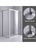 Stuxi Nizza 130x80 aszimmetrikus szögletes tolóajtós zuhanykabin 6 mm vízlepergető biztonsági üveggel, króm elemekkel, 200 cm magas