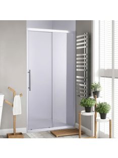   Stuxi Nizza 130 cm széles toló zuhanyajtó 6 mm vastag vízlepergető biztonsági üveggel, króm elemekkel, 200 cm magas