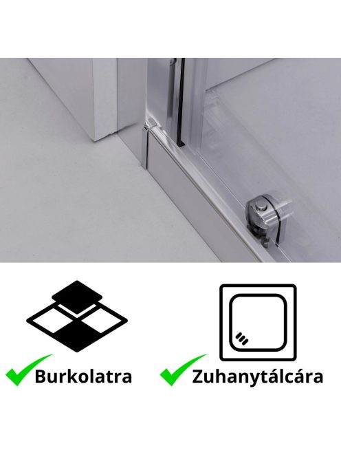 Stuxi Nizza 130 cm széles toló zuhanyajtó 6 mm vastag vízlepergető biztonsági üveggel, króm elemekkel, 200 cm magas