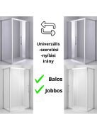 Stuxi Nizza 140x90 aszimmetrikus szögletes tolóajtós zuhanykabin 6 mm vízlepergető biztonsági üveggel, króm elemekkel, 200 cm magas