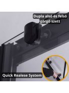 Stuxi Nizza Black 100/110/120/130/140 cm széles toló zuhanyajtó 6 mm vastag vízlepergető biztonsági üveggel, fekete elemekkel, 200 cm magas