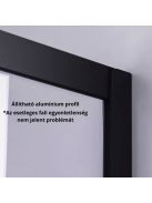 Stuxi Nizza Black 110x70 aszimmetrikus szögletes tolóajtós zuhanykabin 6 mm vízlepergető biztonsági üveggel, fekete elemekkel, 200 cm magas