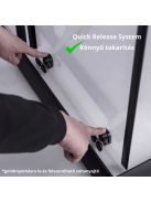 Stuxi Nizza Black 120x100 aszimmetrikus szögletes tolóajtós zuhanykabin 6 mm vízlepergető biztonsági üveggel, fekete elemekkel, 200 cm magas