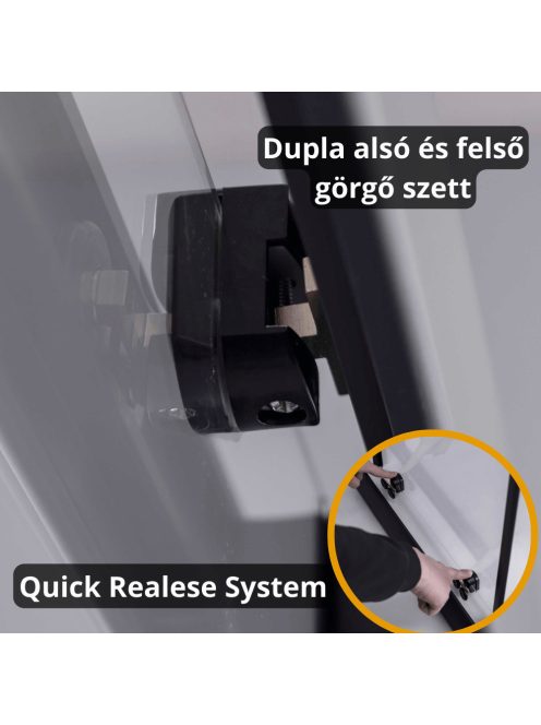 Stuxi Nizza Black 130x100 aszimmetrikus szögletes tolóajtós zuhanykabin 6 mm vízlepergető biztonsági üveggel, fekete elemekkel, 200 cm magas