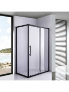 Stuxi Nizza Black 130x80 aszimmetrikus szögletes tolóajtós zuhanykabin 6 mm vízlepergető biztonsági üveggel, fekete elemekkel, 200 cm magas