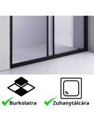 Stuxi Nizza Black 130 cm széles toló zuhanyajtó 6 mm vastag vízlepergető biztonsági üveggel, fekete elemekkel, 200 cm magas