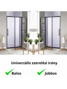 Stuxi Nizza Black 140 cm széles toló zuhanyajtó 6 mm vastag vízlepergető biztonsági üveggel, fekete elemekkel, 200 cm magas