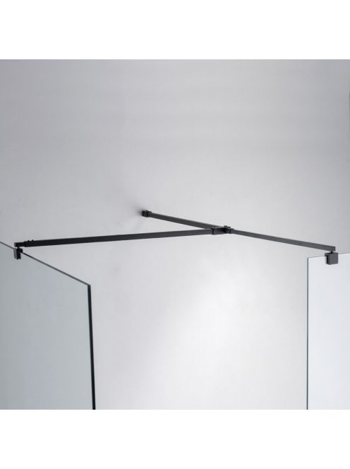 Stuxi Milano Kombi Black Walk-in zuhanyfal, 110x130 cm, 8 mm vastag vízlepergető biztonsági üveggel, 200 cm magas, matt fekete