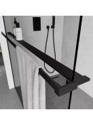 Stuxi Milano Easy Black Kombi Plus 2 Walk-in zuhanyfal, 110x70 cm, 8 mm vastag vízlepergető biztonsági üveggel, helytakarékos stabilizátorral, 2 polccal