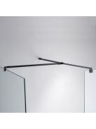 Stuxi Milano Kombi Plus 2 Black Walk-in zuhanyfal, 110x90 cm, 8 mm vastag vízlepergető biztonsági üveggel, 2 polccal és törölközőtartóval
