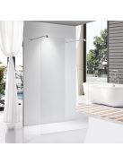 Stuxi Milano Light falsíkra szerelhető Walk-in zuhanyfal, 110x200 cm, 8 mm vastag vízlepergető biztonsági üveggel, két távtartóval