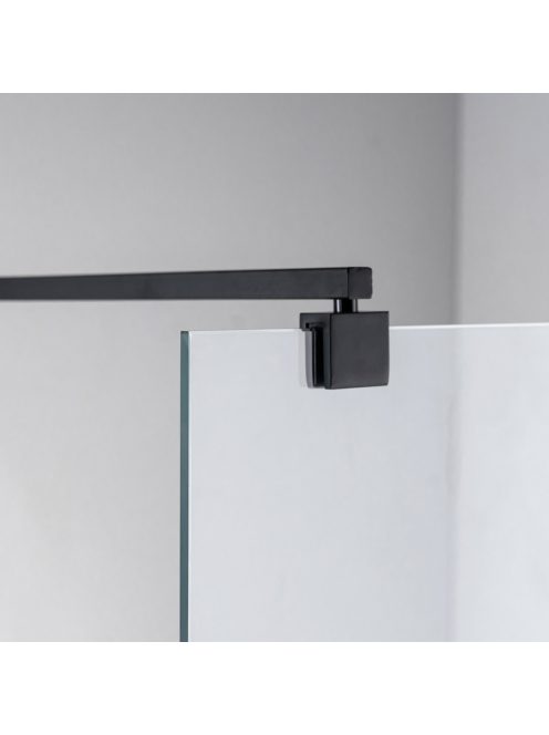 Stuxi Milano Kombi Plus 1 Black Walk-in zuhanyfal, 120x130 cm, 8 mm vastag vízlepergető biztonsági üveggel, polccal és törölközőtartóval