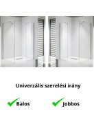 Stuxi Milano Easy Kombi Plus 1 Walk-in zuhanyfal, 120x130 cm, 8 mm vastag vízlepergető biztonsági üveggel, helytakarékos stabilizátorral, polccal