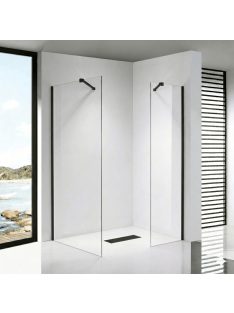   Stuxi Milano Easy Black Kombi Walk-in zuhanyfal, 120x70 cm, 8 mm vastag vízlepergető biztonsági üveggel, helytakarékos stabilizátorral