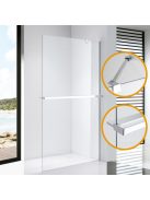 Stuxi Milano Easy Plus Walk-in zuhanyfal, 120x200 cm, 8 mm vastag vízlepergető üveggel, helytakarékos stabilizátorral, polccal, törölközőtartóval