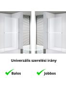 Stuxi Milano Easy Plus Walk-in zuhanyfal, 120x200 cm, 8 mm vastag vízlepergető üveggel, helytakarékos stabilizátorral, polccal, törölközőtartóval