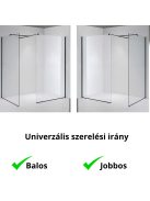 Stuxi Milano Kombi Black Walk-in zuhanyfal, 130x110 cm, 8 mm vastag vízlepergető biztonsági üveggel, 200 cm magas, matt fekete