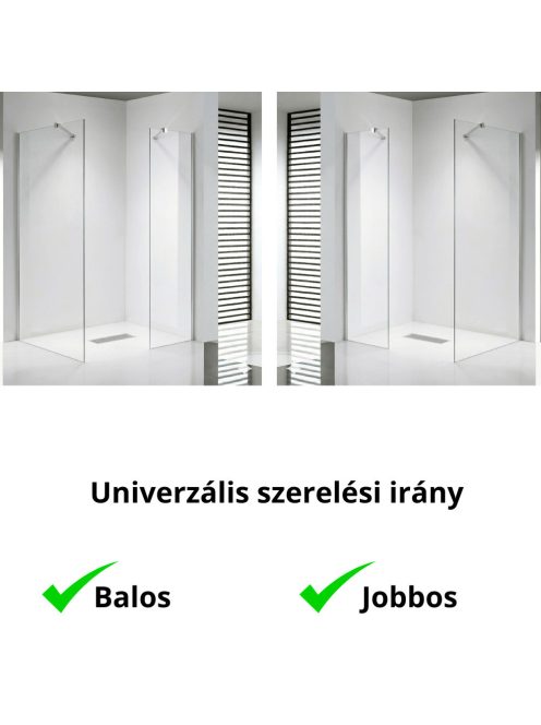 Stuxi Milano Easy Kombi Plus 2 Walk-in zuhanyfal, 130x140 cm, 8 mm vastag vízlepergető biztonsági üveggel, helytakarékos stabilizátorral, 2 polccal