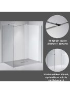 Stuxi Milano Kombi Plus 1 Walk-in zuhanyfal, 140x110 cm, 8 mm vastag vízlepergető biztonsági üveggel, polccal és törölközőtartóval