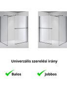 Stuxi Milano Kombi Plus 1 Black Walk-in zuhanyfal, 140x130 cm, 8 mm vastag vízlepergető biztonsági üveggel, polccal és törölközőtartóval