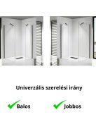 Stuxi Milano Easy Black Kombi Plus 1 Walk-in zuhanyfal, 140x140 cm, 8 mm vastag vízlepergető biztonsági üveggel, helytakarékos stabilizátorral, polccal