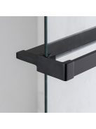 Stuxi Milano Easy Black Kombi Plus 1 Walk-in zuhanyfal, 140x140 cm, 8 mm vastag vízlepergető biztonsági üveggel, helytakarékos stabilizátorral, polccal