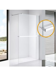   Stuxi Milano Plus Walk-in zuhanyfal, 140x200 cm, 8 mm vastag vízlepergető biztonsági üveggel, króm profillal, távtartóval, polccal és törölközőtartóval