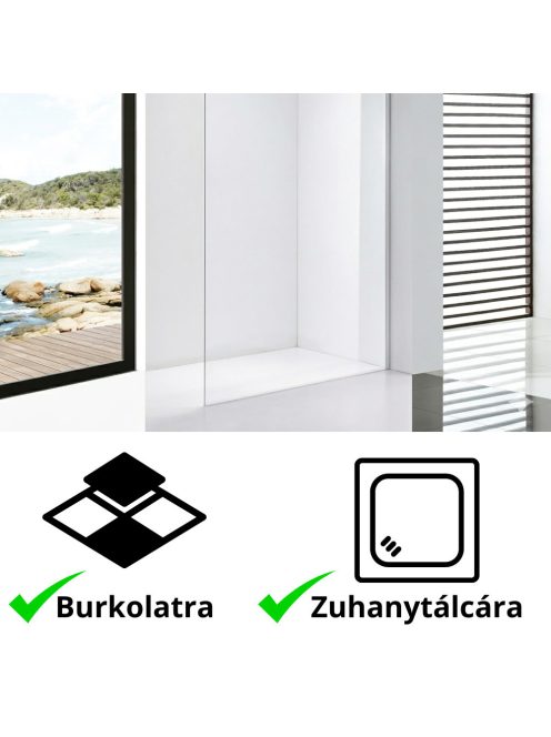 Stuxi Milano Easy Walk-in zuhanyfal, 140x200 cm, 8 mm vastag vízlepergető biztonsági üveggel, helytakarékos stabilizátorral