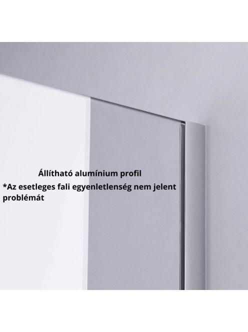 Stuxi Milano Walk-in zuhanyfal, 140x200 cm, 8 mm vastag vízlepergető biztonsági üveggel, króm profillal és távtartóval
