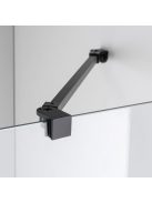 Stuxi Milano Easy Black Kombi Plus 2 Walk-in zuhanyfal, 70x80 cm, 8 mm vastag vízlepergető biztonsági üveggel, helytakarékos stabilizátorral, 2 polccal