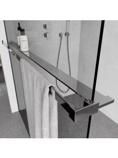   Stuxi Milano Easy Kombi Plus 1 Walk-in zuhanyfal, 70x80 cm, 8 mm vastag vízlepergető biztonsági üveggel, helytakarékos stabilizátorral, polccal