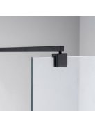 Stuxi Milano Kombi Plus 2 Black Walk-in zuhanyfal, 80x140 cm, 8 mm vastag vízlepergető biztonsági üveggel, 2 polccal és törölközőtartóval
