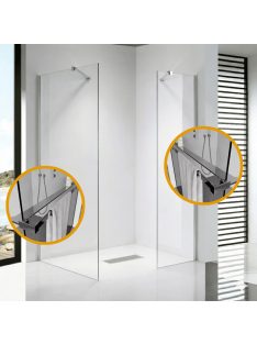   Stuxi Milano Easy Kombi Plus 2 Walk-in zuhanyfal, 80x80 cm, 8 mm vastag vízlepergető biztonsági üveggel, helytakarékos stabilizátorral, 2 polccal