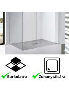 Stuxi Milano Kombi Plus 2 Walk-in zuhanyfal, 80x70 cm, 8 mm vastag vízlepergető biztonsági üveggel, 2 polccal és törölközőtartóval