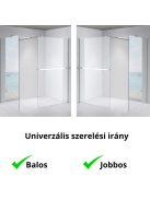 Stuxi Milano Kombi Plus 1 Walk-in zuhanyfal, 80x70 cm, 8 mm vastag vízlepergető biztonsági üveggel, polccal és törölközőtartóval