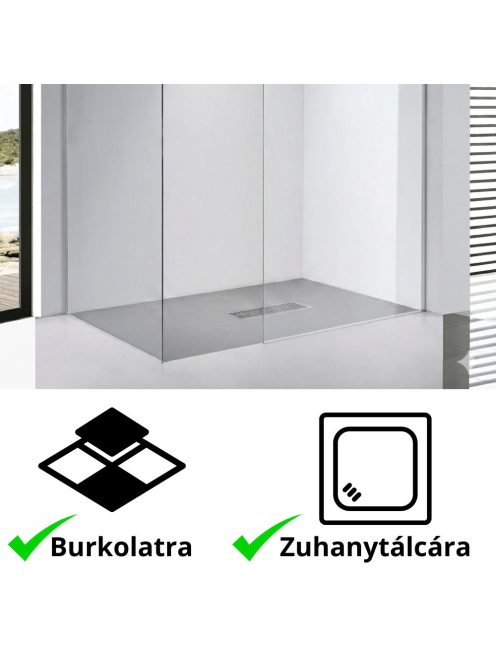 Stuxi Milano Kombi Walk-in zuhanyfal, 80x70 cm, 8 mm vastag vízlepergető biztonsági üveggel, 200 cm magas, króm