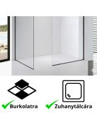 Stuxi Milano Easy Black Kombi Plus 2 Walk-in zuhanyfal, 80x70 cm, 8 mm vastag vízlepergető biztonsági üveggel, helytakarékos stabilizátorral, 2 polccal