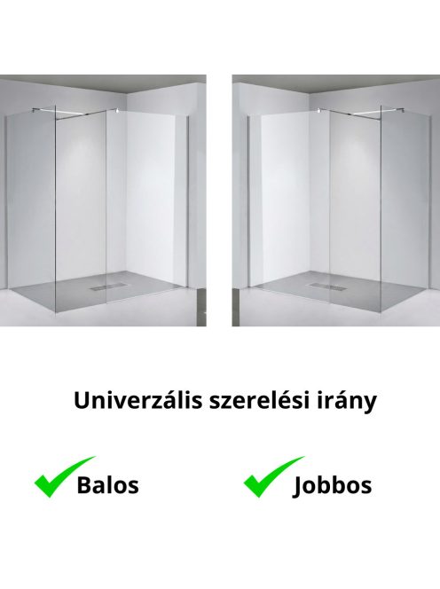 Stuxi Milano Kombi Walk-in zuhanyfal, 80x80 cm, 8 mm vastag vízlepergető biztonsági üveggel, 200 cm magas, króm