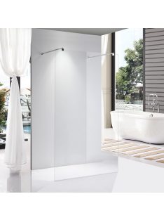   Stuxi Milano Light falsíkra szerelhető Walk-in zuhanyfal, 80x200 cm, 8 mm vastag vízlepergető biztonsági üveggel, két távtartóval