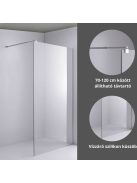 Stuxi Milano Walk-in zuhanyfal, 80x200 cm, 8 mm vastag vízlepergető biztonsági üveggel, króm profillal és távtartóval