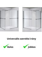 Stuxi Milano Kombi Plus 2 Black Walk-in zuhanyfal, 90x110 cm, 8 mm vastag vízlepergető biztonsági üveggel, 2 polccal és törölközőtartóval