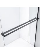 Stuxi Milano Easy Black Kombi Plus 1 Walk-in zuhanyfal, 90x120 cm, 8 mm vastag vízlepergető biztonsági üveggel, helytakarékos stabilizátorral, polccal