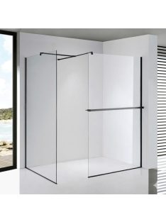   Stuxi Milano Kombi Plus 1 Black Walk-in zuhanyfal, 90x130 cm, 8 mm vastag vízlepergető biztonsági üveggel, polccal és törölközőtartóval