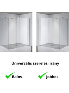   Stuxi Milano Kombi Walk-in zuhanyfal, 90x130 cm, 8 mm vastag vízlepergető biztonsági üveggel, 200 cm magas, króm
