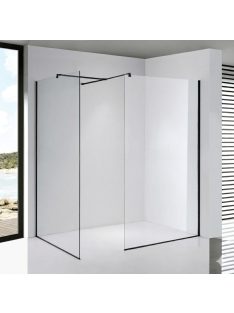   Stuxi Milano Kombi Black Walk-in zuhanyfal, 90x70 cm, 8 mm vastag vízlepergető biztonsági üveggel, 200 cm magas, matt fekete